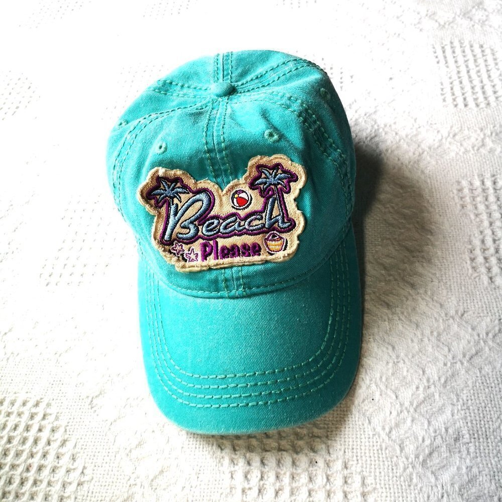 Wild Wear‎ Green Baseball Cap “Beach Please” Adjustable Hat One Size
